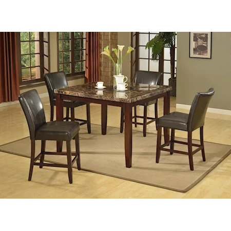 5-Pc. Counter Height Table with Lazy Susan & Faux Leather Upholstered Chair Set